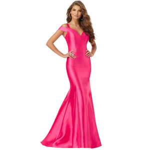 Mori Lee Formal Prom Gown Women XS (1/2) Pink Open Back Mermaid Dress Barbiecore